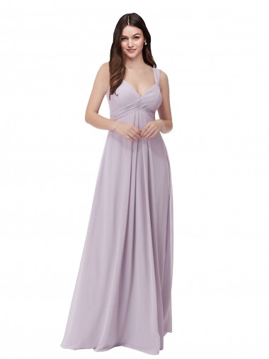Acquista Bagliore rosa Linea A Scollatura a V Chiffona Lunga Abiti da damigella donore