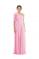 Acquista Barely rosa Tromba Una spalla Chiffona Lunga Abiti da damigella donore