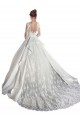 Acquista Bianco Linea A Illusione Cattedrale di treno Raso Pizzo Abiti da sposa