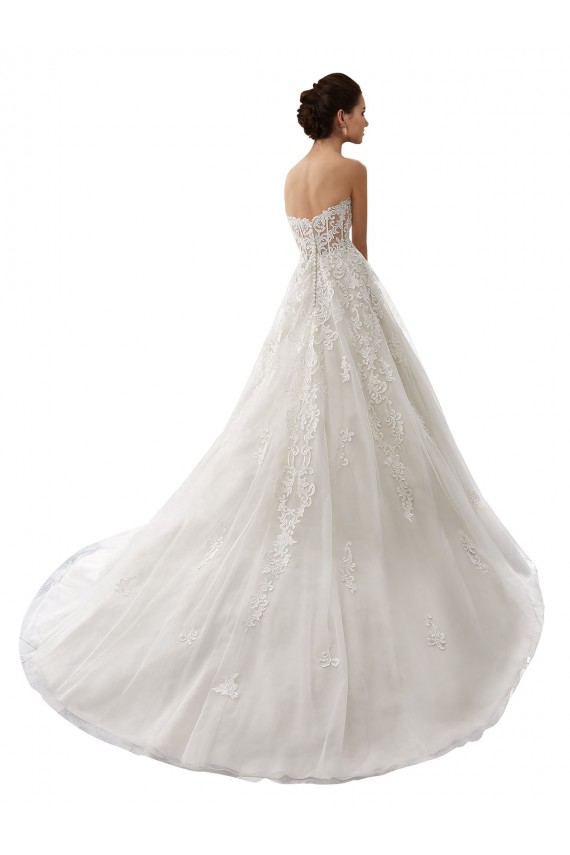 Acquista Bianco Linea A Innamorato Tulle Pizzo Abiti da sposa