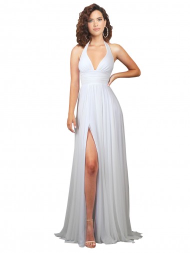 Acquista Bianco Linea A Scollatura a V Sweep treno Chiffona Semplice Spiaggia Abiti da sposa