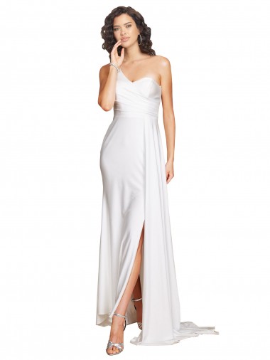 Acquista Bianco Linea A Una spalla Raso Setoso Abiti da sposa