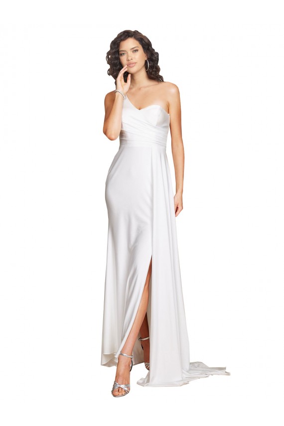Acquista Bianco Linea A Una spalla Raso Setoso Abiti da sposa