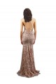 Acquista Oro rosa Stile sirena Alto Collo Crespo Elastico Paillettes Tulle Lunga Formali Abiti da damigella donore / Abiti da sera / Abiti da ballo