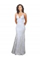Acquista Bianco Stile sirena Alto Collo Crespo Elastico Paillettes Tulle Lunga Formali Abiti da damigella donore / Abiti da sera / Abiti da ballo