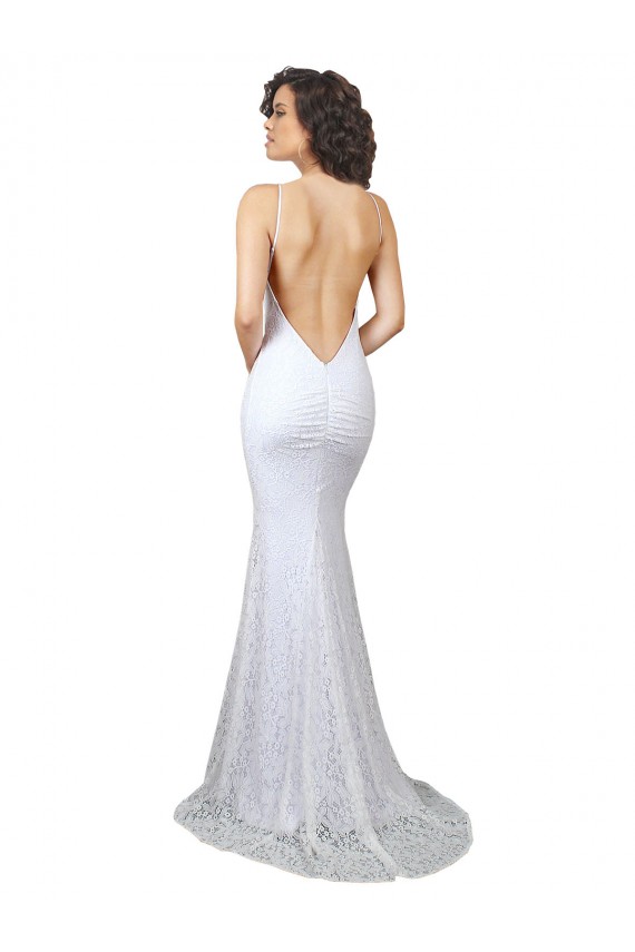Acquista Bianco Stile sirena Alto Collo Sweep treno Pizzo Abiti da sposa