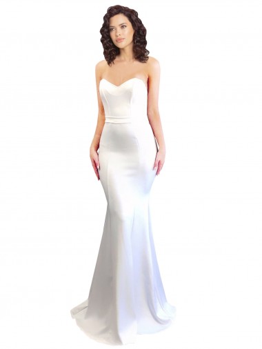 Acquista Bianco Stile sirena Innamorato Alto Collo Crespo Elastico Lunga Formali Abiti da damigella donore / Abiti da sera / Abiti da ballo