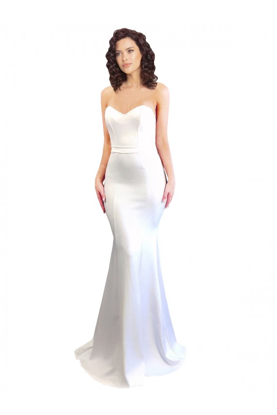 Acquista Bianco Stile sirena Innamorato Alto Collo Crespo Elastico Lunga Formali Abiti da damigella donore / Abiti da sera / Abiti da ballo