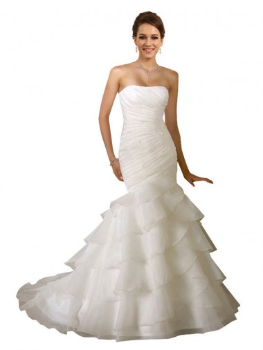 Acquista Bianco Stile sirena Innamorato Tulle Abiti da sposa