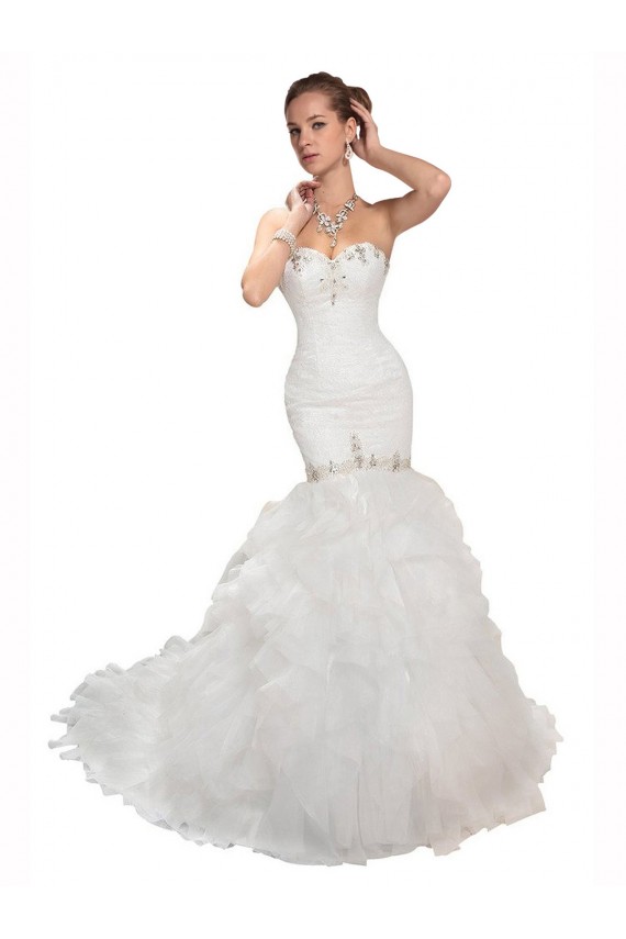 Acquista Bianco Stile sirena Innamorato Tulle Abiti da sposa