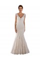 Acquista Bianco Stile sirena Scollatura a V Pizzo Abiti da sposa