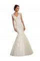 Acquista Bianco Stile sirena Scollatura a V Tulle Pizzo Abiti da sposa