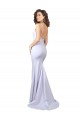 Acquista Bianco Stile sirena Sottili Alto Collo Crespo Elastico Semplice Spiaggia Abiti da sposa