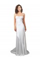 Acquista Bianco Tubino Cappuccio Sweep treno Raso Setoso Semplice Spiaggia Abiti da sposa