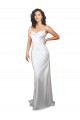 Acquista Bianco Tubino Cappuccio Sweep treno Raso Setoso Semplice Spiaggia Abiti da sposa