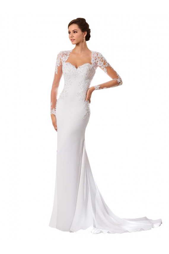 Acquista Bianco Tubino Innamorato Chiffona Pizzo Abiti da sposa