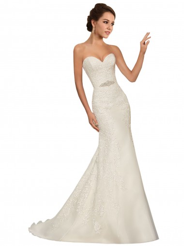 Acquista Bianco Tubino Innamorato Tulle Pizzo Abiti da sposa