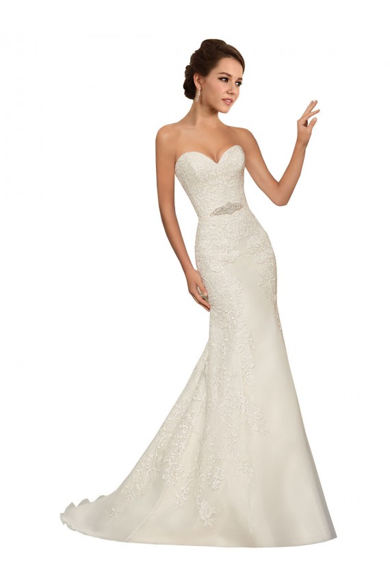 Acquista Bianco Tubino Innamorato Tulle Pizzo Abiti da sposa