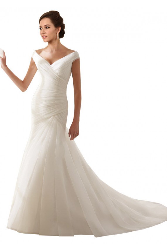 Acquista Bianco Tubino Tulle Abiti da sposa