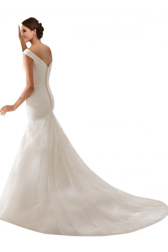 Acquista Bianco Tubino Tulle Abiti da sposa