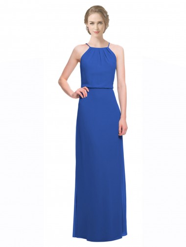Acquista Blu 135 Linea A Sottili Chiffona Lunga Abiti da damigella donore