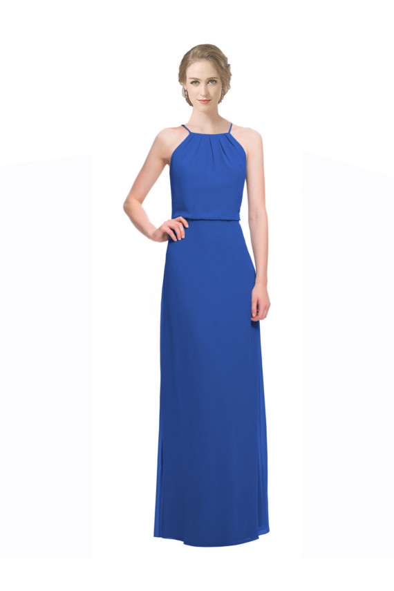 Acquista Blu 135 Linea A Sottili Chiffona Lunga Abiti da damigella donore