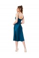 Acquista Blu Pavone Linea A Scollatura a V Midi Raso Setoso Corto Abiti da damigella donore / Abiti da ballo / Abiti da cocktail