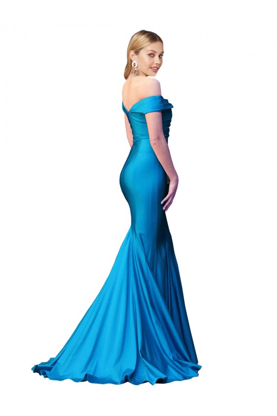 Acquista Blu Pavone Stile sirena Raso Lunga Formali Abiti da damigella donore / Abiti da sera / Abiti da ballo