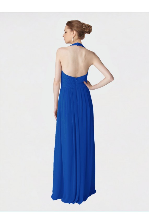Acquista Blu Reale Linea A Capestro Chiffona Lunga Abiti da damigella donore