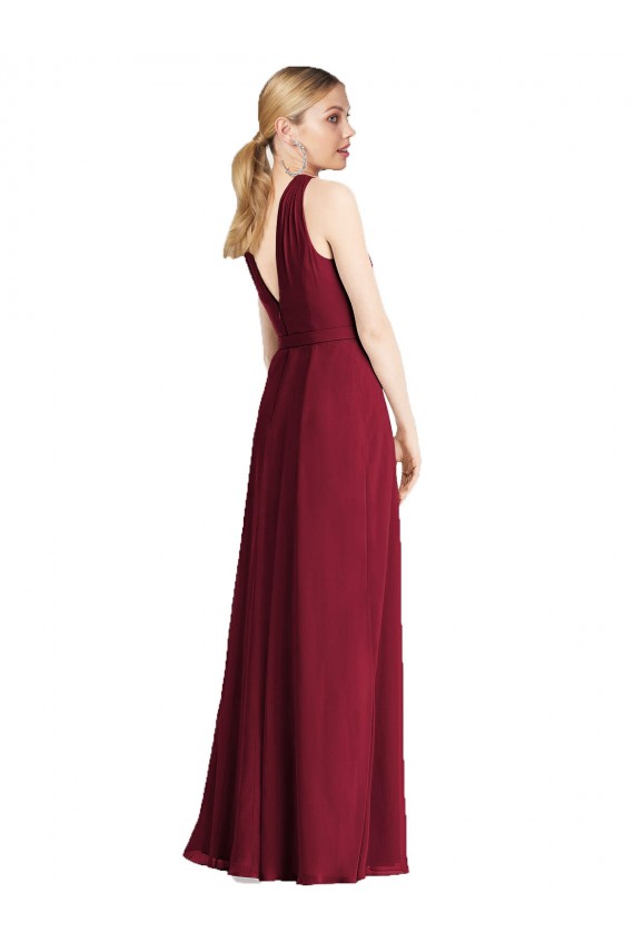 Acquista Blu Reale Linea A Capestro Chiffona Lunga Abiti da damigella donore