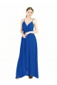 Acquista Blu Reale Linea A Sottili Scollatura a V Chiffona Lunga Abiti da damigella donore