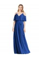 Acquista Blu Reale Linea A Sottili Scollatura a V Chiffona Lunga Abiti da damigella donore