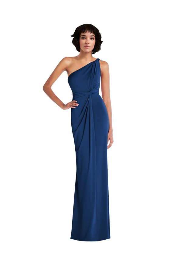Acquista Blu Reale Tubino Una spalla Spandex Lunga Abiti da damigella donore / Abiti da ballo