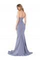 Acquista Blu fumo Stile sirena Innamorato Crespo Elastico Lunga Formali Abiti da damigella donore / Abiti da sera / Abiti da ballo