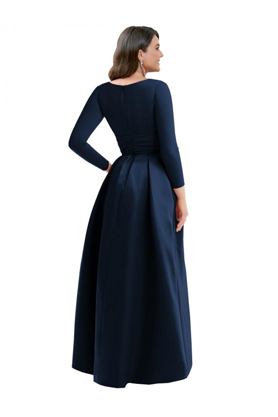 Acquista Blu marino scuro Abito da ballo Scollatura a V Spandex Lunga Asimmetrico Formali Abiti da damigella donore / Abiti da sera / Abiti da ballo