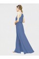 Acquista Blu marino scuro Linea A Capestro Chiffona Lunga Abiti da damigella donore