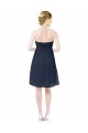 Acquista Blu marino scuro Linea A Innamorato Al ginocchio Chiffona Corto Abiti da damigella donore / Abiti da cocktail