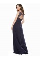 Acquista Blu marino scuro Linea A Scollatura a V Chiffona Pizzo Lunga Abiti da damigella donore
