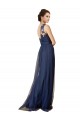 Acquista Blu marino scuro Linea A Una spalla Sweep treno Tulle Lunga Abiti da damigella donore