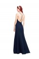 Acquista Blu marino scuro Stile sirena Capestro Alto Collo Chiffona Lunga Abiti da damigella donore / Abiti da ballo
