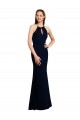 Acquista Blu marino scuro Stile sirena Capestro Chiffona Lunga Abiti da damigella donore