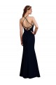 Acquista Blu marino scuro Stile sirena Capestro Chiffona Lunga Abiti da damigella donore