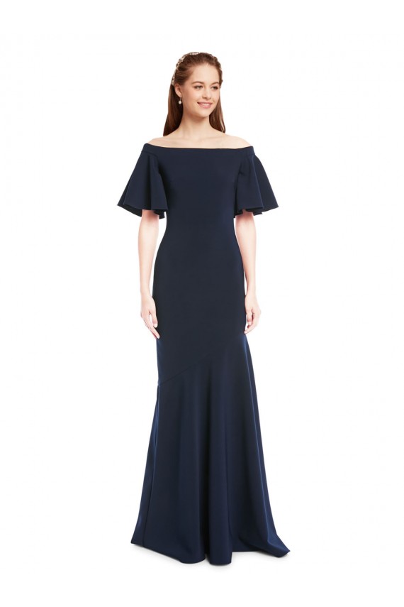 Acquista Blu marino scuro Stile sirena Crespo Elastico Lunga Formali Abiti da damigella donore / Abiti da sera / Abiti da ballo