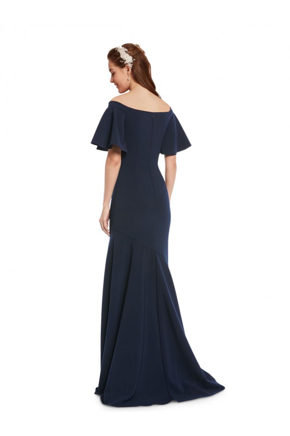 Acquista Blu marino scuro Stile sirena Crespo Elastico Lunga Formali Abiti da damigella donore / Abiti da sera / Abiti da ballo