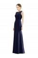 Acquista Blu marino scuro Stile sirena Illusione Chiffona Pizzo Lunga Abiti da damigella donore