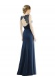 Acquista Blu marino scuro Stile sirena Illusione Chiffona Pizzo Lunga Abiti da damigella donore
