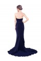 Acquista Blu marino scuro Stile sirena Innamorato Sweep treno Crespo Elastico Lunga Abiti da damigella donore / Abiti da ballo