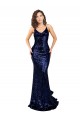 Acquista Blu marino scuro Stile sirena Scollatura a V Paillettes Lunga Formali Abiti da damigella donore / Abiti da sera / Abiti da ballo