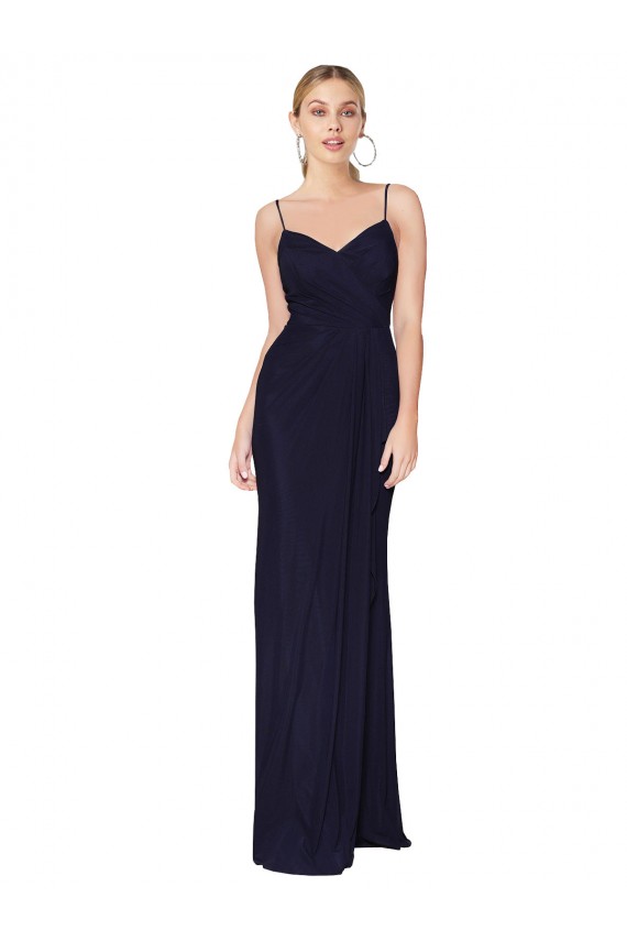 Acquista Blu marino scuro Stile sirena Sottili Chiffona Lunga Formali Abiti da damigella donore / Abiti da sera / Abiti da ballo