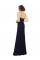 Acquista Blu marino scuro Tubino Scoop Chiffona Lunga Abiti da damigella donore